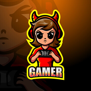 Gamer Girl Mascot Esport Logo Design