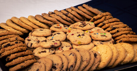 tray of delicious chocolate chip cookies 