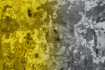 Metal rusty surface in trendy colors 2021- yellow and gray.