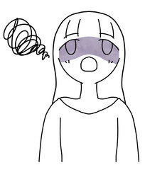 モヤモヤしているロングヘアの真っ白い女の子