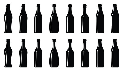 Fototapeta na wymiar Black bottle icon isolated on white background. Vector Illustration