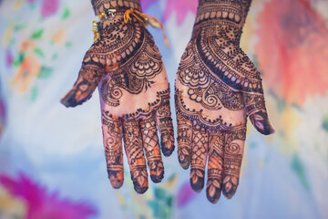 Indian Punjabi Sikh bride's wedding henna mehendi mehndi hands close up