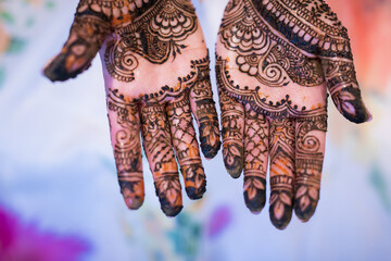 Indian Punjabi Sikh bride's wedding henna mehendi mehndi hands close up