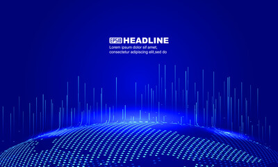 Naklejka premium Lines launched by digital Earth, international Internet technology.