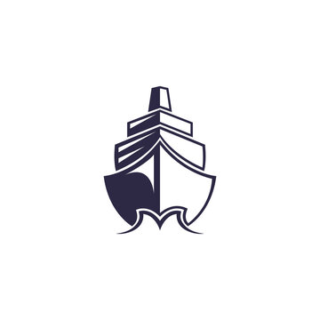ship vector logo template illustration isolated on white background. boat image. ship icon. ship logo for transportation or travel industry. ship symbol.