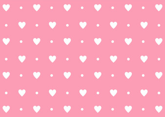 Pink seamless pattern Valentine's Day with white hearts, art, cute card, concept of love, decoration, romantic, isolated, nice design, vector illustration