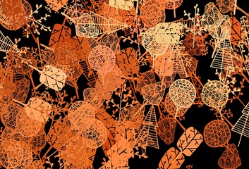 Dark Red, Yellow vector doodle layout with trees, branches.