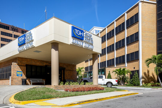 Tampa, Florida, USA- February 23, 2020:  Tampa General Hospital Cancer Center in Florida, USA. 