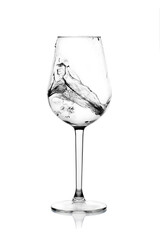Glass glass with drinking water on a white background
