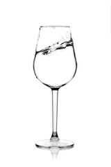 Glass glass with drinking water on a white background