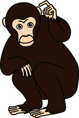 申年にふさわしい１頭の目の大きな猿のイラスト