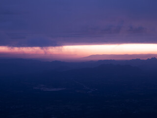 charming sunrise sky limestone mountain landscape at  at Pha Nok An cliff. Phu Kradueng