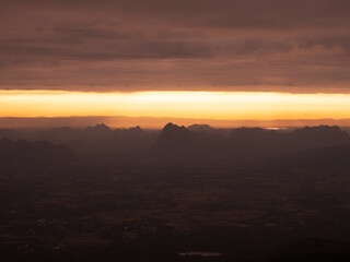 charming sunrise sky limestone mountain landscape at  at Pha Nok An cliff. Phu Kradueng