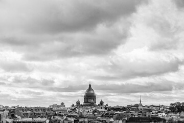 The dome of St. Isaac's Cathedral rises above the rooftops of St. Petersburg