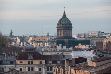 Fototapeta na wymiar Cityscape of Saint Petersburg with doome of Kazan cathedral