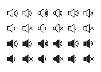 sound volume icon set. Vector graphic illustration. Suitable for website design, logo, app, template, and ui. 
