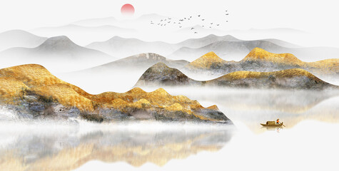 New Chinese Golden landscape painting