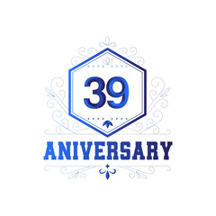 39 Year Anniversary Vector Template Design Illustration