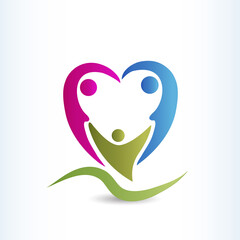 Logo family in a heart shape icon vector