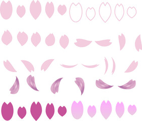 綺麗で可愛いデザイン用の桜の花びらイラストセット