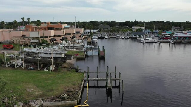 Aerial view of Tarpon bayou in Tarpon Springs, Florida
