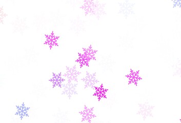Light Purple vector layout with bright snowflakes, stars.