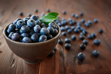 Fresh Blueberries In Bowl On Table