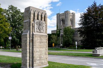 Fototapeta na wymiar London, Ontario, Canada - August 30, 2020: Western University campus in London, Ontario, Canada. Western is a Canadian public research university. 