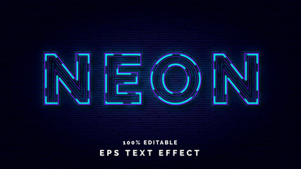 editable neon lights text effect style template