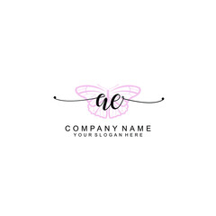 Initial AE Handwriting, Wedding Monogram Logo Design, Modern Minimalistic and Floral templates for Invitation cards	
