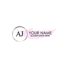 Initial AJ Handwriting, Wedding Monogram Logo Design, Modern Minimalistic and Floral templates for Invitation cards	
