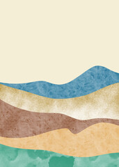 Abstract mountain landscape, oriental style. Minimalist design. Abstract water color. vector background illustration.