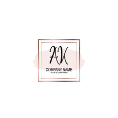 Initial AK Handwriting, Wedding Monogram Logo Design, Modern Minimalistic and Floral templates for Invitation cards	
