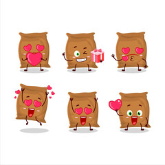 Flour sack cartoon character with love cute emoticon