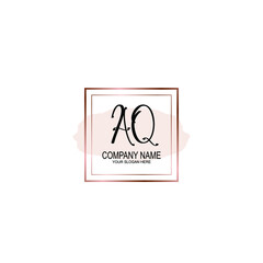 Initial AQ Handwriting, Wedding Monogram Logo Design, Modern Minimalistic and Floral templates for Invitation cards	
