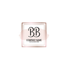 Initial BB Handwriting, Wedding Monogram Logo Design, Modern Minimalistic and Floral templates for Invitation cards	
