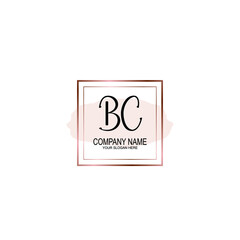 Initial BC Handwriting, Wedding Monogram Logo Design, Modern Minimalistic and Floral templates for Invitation cards	
