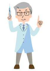 注射器を持つ医師