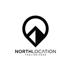 location symbol logo with north direction combination vector logo template.compass icon vector illustration simple design