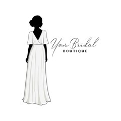 Wedding Dresses Boutique Logo, Bridesmaid Gown Logo, Bridal Gown Logo Vector Design Template