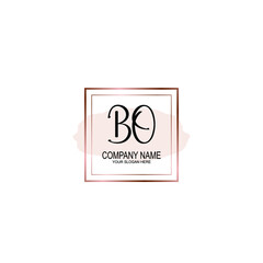 Initial BO Handwriting, Wedding Monogram Logo Design, Modern Minimalistic and Floral templates for Invitation cards	

