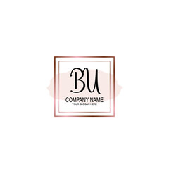 Initial BU Handwriting, Wedding Monogram Logo Design, Modern Minimalistic and Floral templates for Invitation cards	
