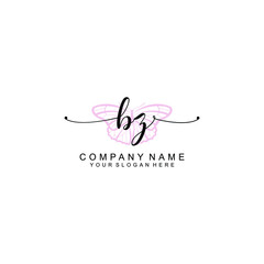 Initial BZ Handwriting, Wedding Monogram Logo Design, Modern Minimalistic and Floral templates for Invitation cards	
