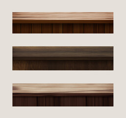 Vector wood table top used for display or montage your products, isolated on white background