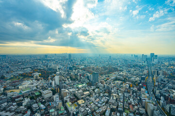 【六本木ヒルズより】東京都内、都市景観/世田谷区方面