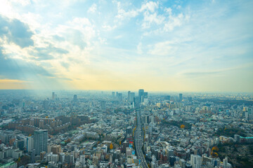 【六本木ヒルズより】東京都内、都市景観/渋谷方面