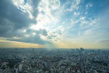 【六本木ヒルズより】東京都内、都市景観/渋谷方面
