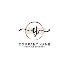 Initial CJ Handwriting, Wedding Monogram Logo Design, Modern Minimalistic and Floral templates for Invitation cards	
