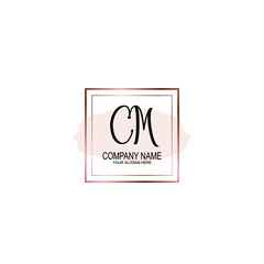 Initial CM Handwriting, Wedding Monogram Logo Design, Modern Minimalistic and Floral templates for Invitation cards	
