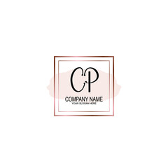 Initial CP Handwriting, Wedding Monogram Logo Design, Modern Minimalistic and Floral templates for Invitation cards	
